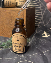 Load image into Gallery viewer, Crystal infused witchcraft ritual oil - Riches and Manifesting Green Aventurine - MoonChild Magick Apothecary
