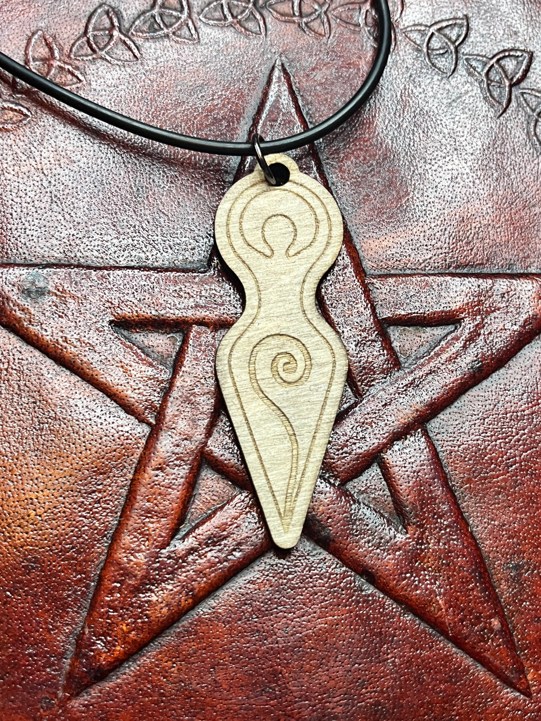 Wooden goddess necklace