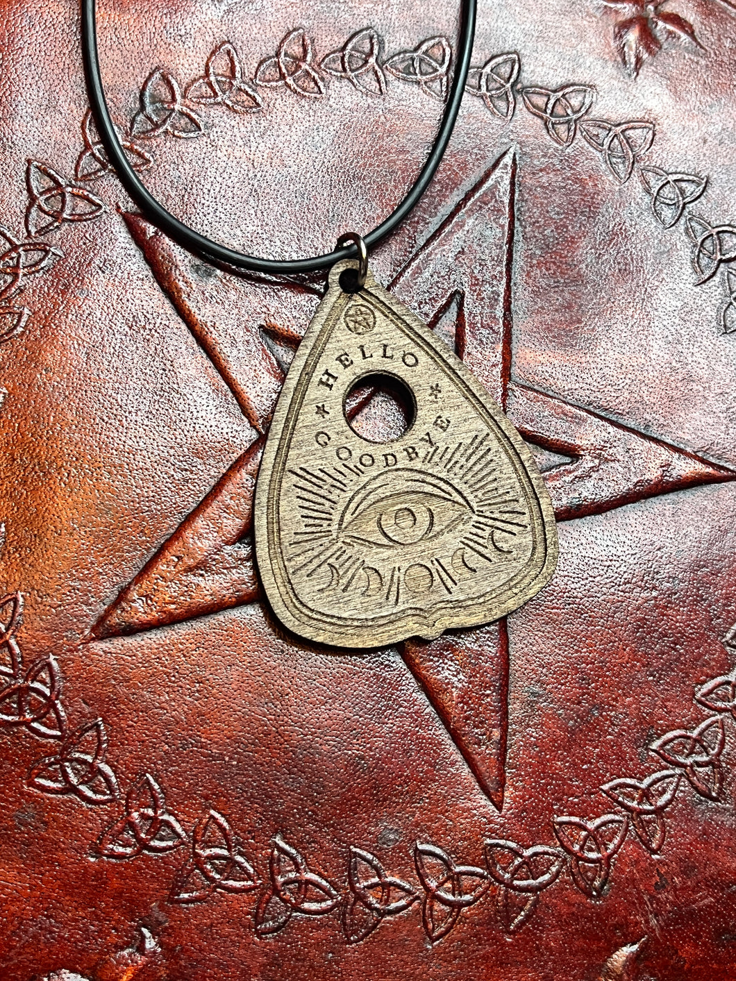 Wooden planchette necklace